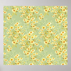 Daisy Flowers: Vattenfärgsfärgsfärgen Mörk utan sm Poster