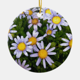 Daisy Flowers, vit Gult Blommor, Daisy Julgransprydnad Keramik