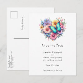 Daisy Flowers with a Beautiful Butterfly Meddelande Vykort