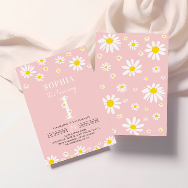 Daisy Födelsedagsfest Bohmian 1:a födelsedag Inbjudningar (Skapare uppladdad)