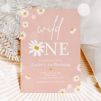 Daisy födelsedagsfest Bohmian Wild One 1-årsdag Inbjudningar