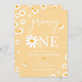 Daisy Födelsedagsfest Boho Groovy 1:a födelsedagen Inbjudningar