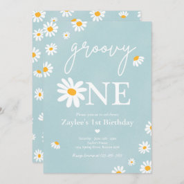 Daisy Födelsedagsfest Boho Groovy 1:a födelsedagen Inbjudningar