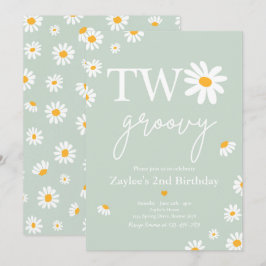 Daisy Födelsedagsfest Boho Two Groovy 2:a födelsed Inbjudningar