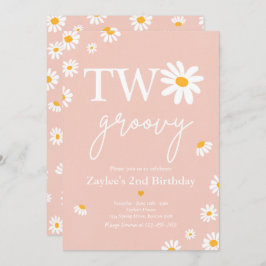 Daisy Födelsedagsfest Boho Two Groovy 2:a födelsed Inbjudningar