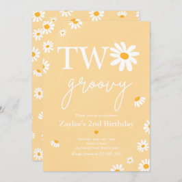 Daisy Födelsedagsfest Boho Two Groovy 2:a födelsed Inbjudningar