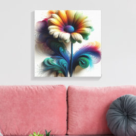 Daisy för abstrakt i elektromagnetiska Vågar Canvastryck