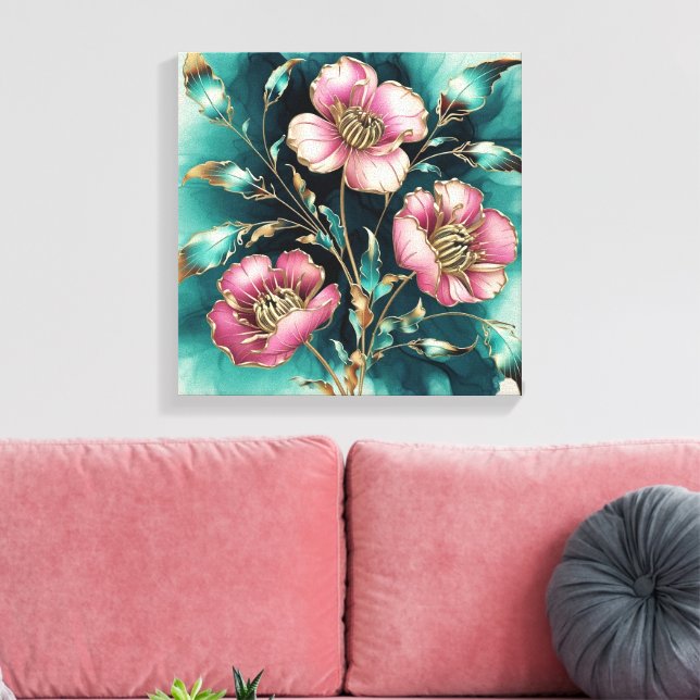 Daisy för abstrakt i elektromagnetiska Vågar Canvastryck (Insitu (Vardagsrum))