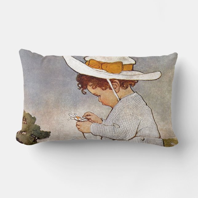 Daisy för antikisk barnplockning lumbarkudde (Framsida)