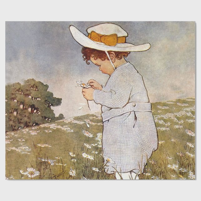 Daisy för antikisk barnplockning presentpapper (Platt)