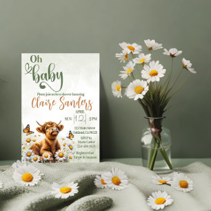 Daisy för barnduschinbjudan till höstko-blommigten inbjudningar