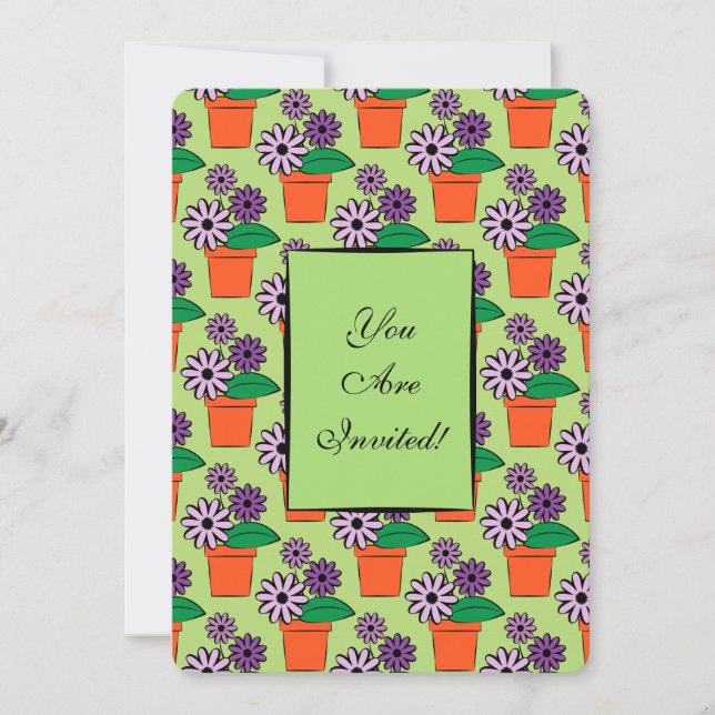 Daisy för blommiga Lilor Inbjudningar (Framsida)