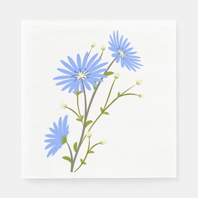 Daisy för Bröllopsfesten blommigt Blue Daisy Flowe Pappersservett (Framsidan)