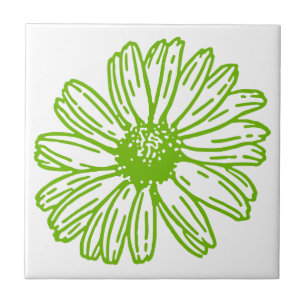 Daisy för Chartreuse Grönt Skriv ut, Hippie Flower Kakelplatta
