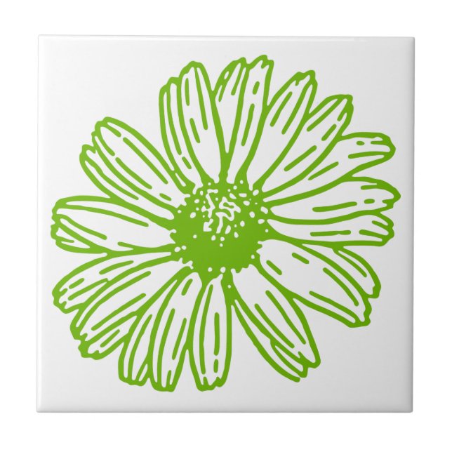 Daisy för Chartreuse Grönt Skriv ut, Hippie Flower Kakelplatta (Framsidan)