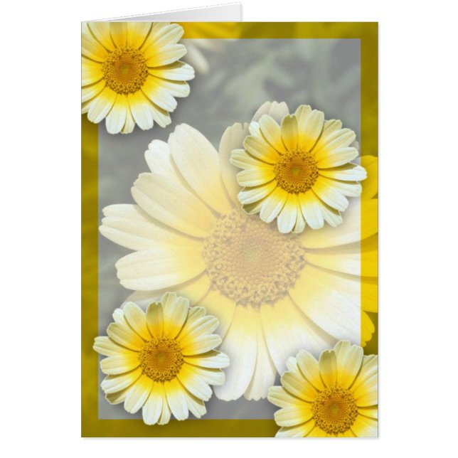 Daisy för Cheery Gult Hälsningskort (Framsidan)