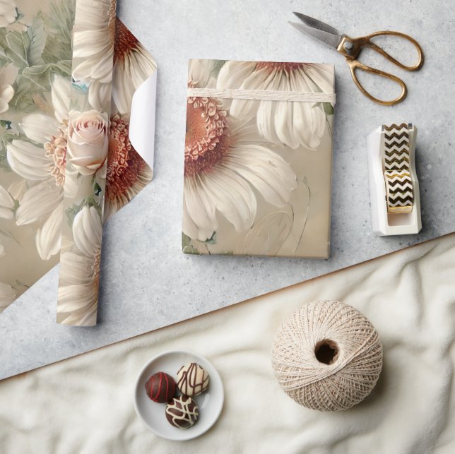 Daisy för Elegant av vit Blommigt Presentpapper (Hantverk)