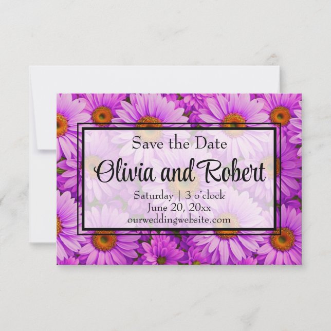 daisy för elegant mörk rosa magenta  blommigt spara datumet (Framsida)