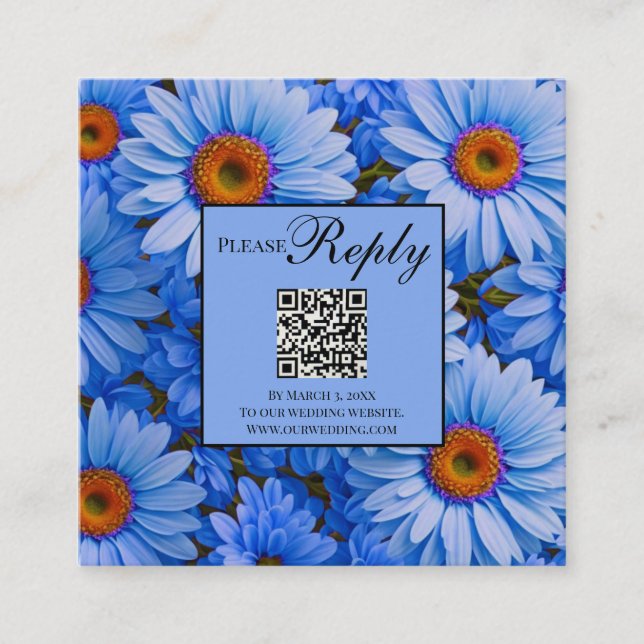 daisy för elegantens blå blommigt solros QR-kod Tilläggskort (Framsida)
