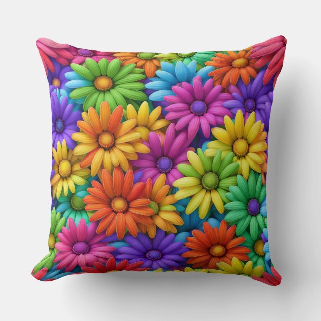 Daisy för färgstark Abstrakt #34 - Kudde (Framsida)