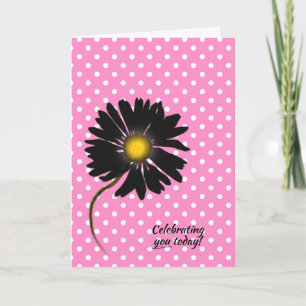 daisy för födelsedagsvart på polka dots kort