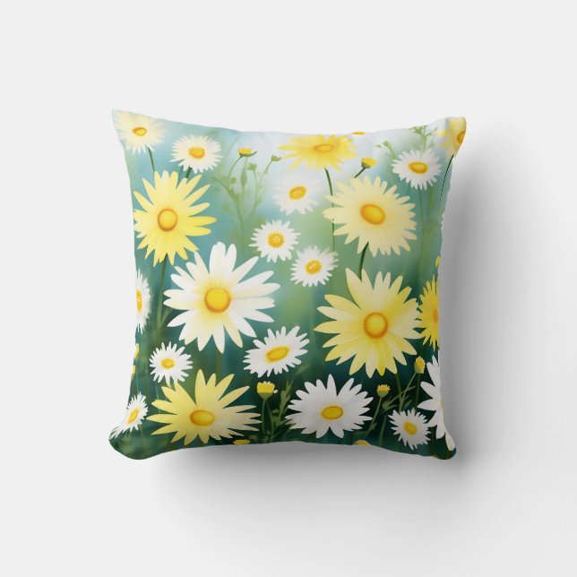 Daisy för gult, vattenfärg kudde (Framsida)