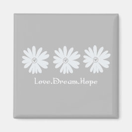 Daisy för inspirationell Blommigt Grått Kärlek Dre Magnet