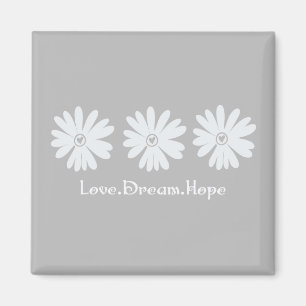 Daisy för inspirationell Blommigt Grått Kärlek Dre Magnet