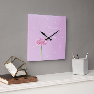 Daisy för inspirationsoffert och Rosa, väggklock Fyrkantig Klocka