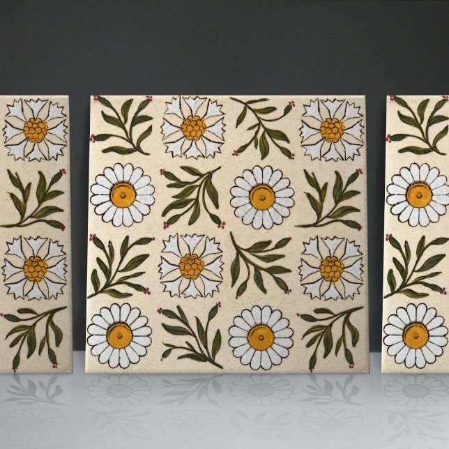 Daisy för jordskydd Sömlösa vita gröntar blommigta Kakelplatta (Skapare uppladdad)