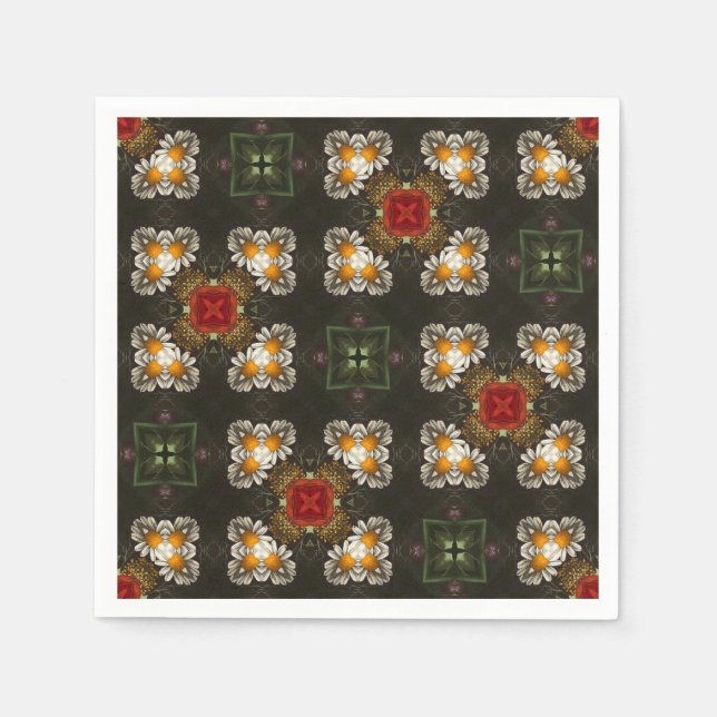 Daisy för julfestsröd kor abstrakt pappersservett (Framsidan)