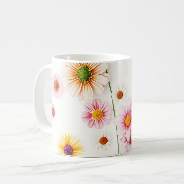 Daisy för mjuka vattenfärger Delphiniums Kaffemugg (Framsida vänster)