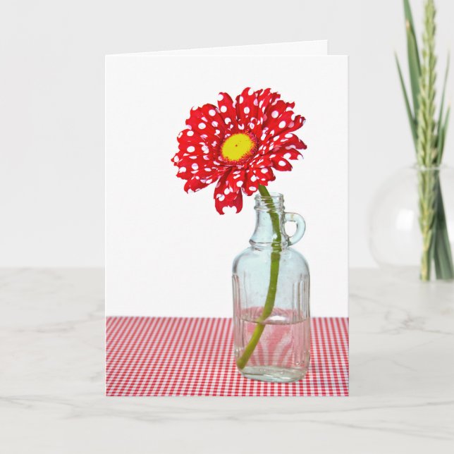 daisy för polka-punkt i flaska för vän kort (Framsida)