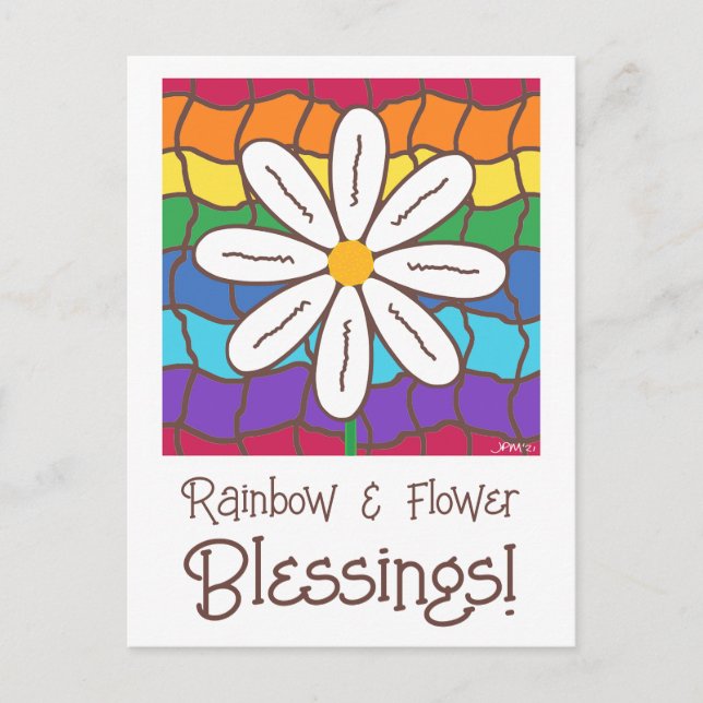 Daisy för regnbågsblommor. vykort (Framsida)