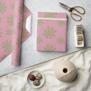 Daisy för Retro Chic Abstrakt  Flowers på Rosa Presentpapper