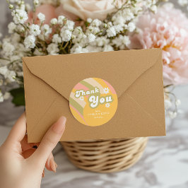 Daisy för Retro Peach Rainbow Tack Sticker Runt Klistermärke