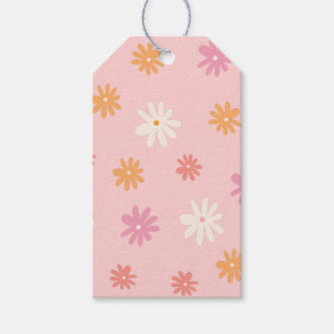 Daisy för Retro Rosa och Orange, mönster Presentetikett
