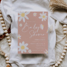Daisy för rosa av babyvisningsinbjudan