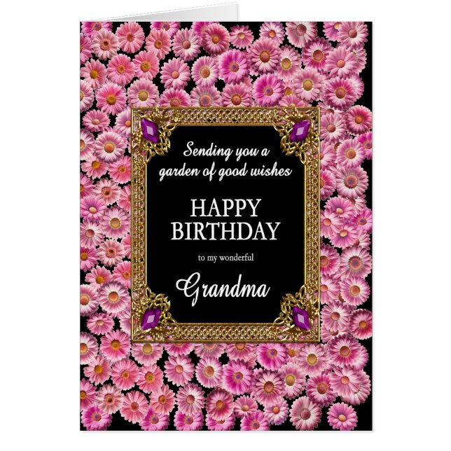 Daisy för Rosa av farmor från födelsedagen Hälsningskort (Framsidan)