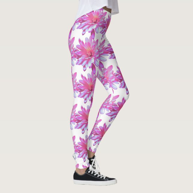 Daisy för Rosa av rosa blommönster Leggings (Höger)
