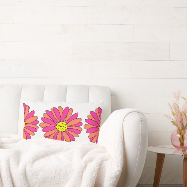 Daisy för shock rosa Orange Lumbarkudde (Soffa)