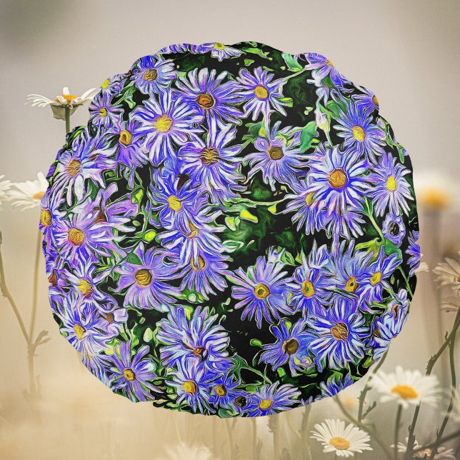 Daisy för snygg Lila Rund Kudde (Skapare uppladdad)