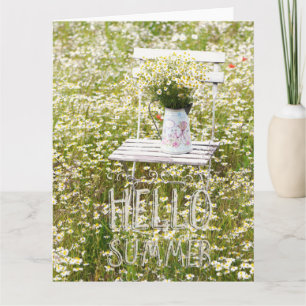 Daisy för sommarblommor i Vild Fält + text Kort