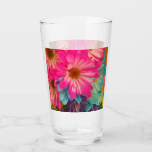 Daisy för söt Rosa Blue & Gult Glaskopp
