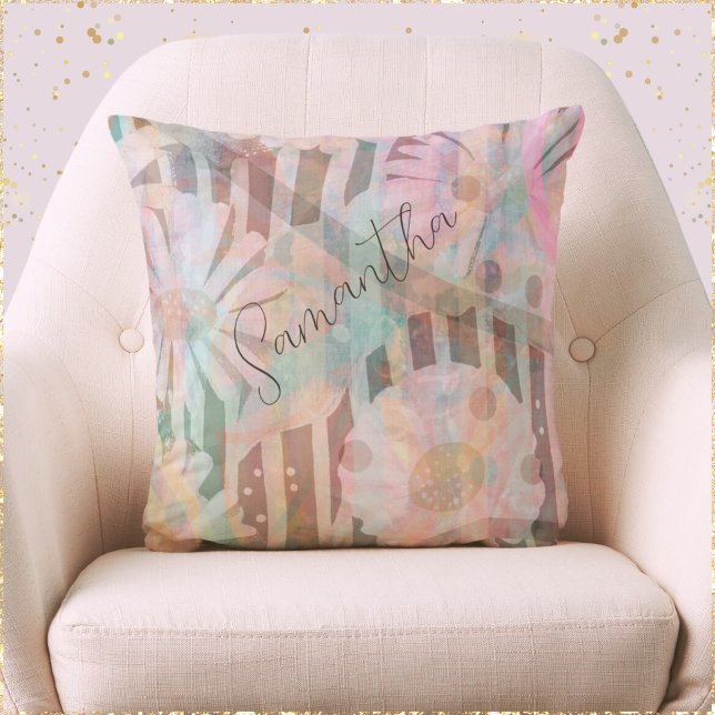 Daisy för söt Vintage Kudde (Pretty Vintage Daisies Throw Pillow. Stylish and Chic. Add Your Name to Make it Your Own!)