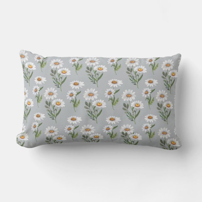 DAISY FÖR söt VITE OCH GULT MED TINJESBIN Lumbarkudde (Framsida)