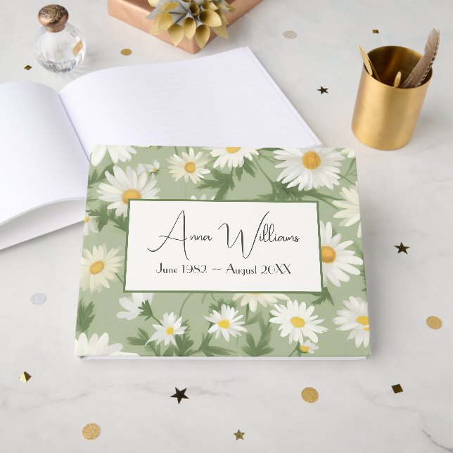 Daisy för vattenfärg för Memorial Service Gästböcker (Framsida Öppen)