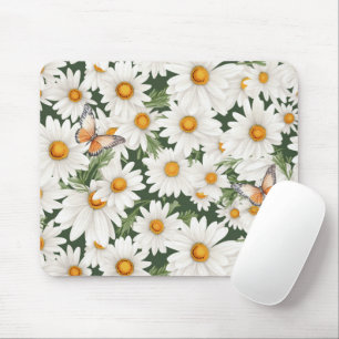Daisy för vattenfärg och fjärilar musmatta