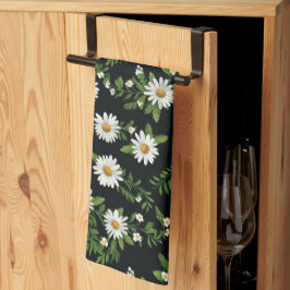 Daisy för vattenfärg på svart kökshandduk