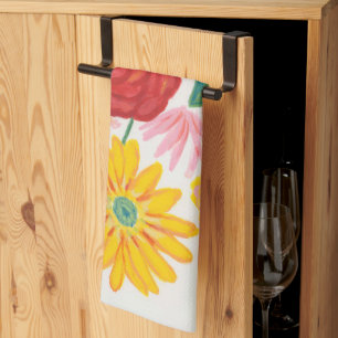 Daisy för vattenfärgen Nature Röd ros Gult, Blommi Kökshandduk